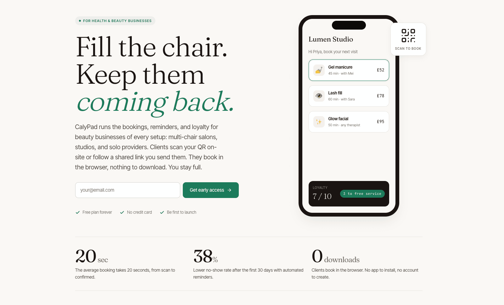 CalyPad booking and loyalty platform